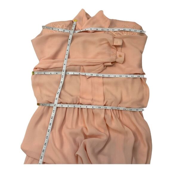 Vtg Jennifer Gee Shoulder Padded Elastic Waist Sheath Orange Dress size 12 Petit - Picture 12 of 14